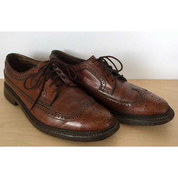 Vintage FLORSHEIM Imperial V-Cleat Brown Leather Wingtip Dress Shoes 5 Nail main image 11